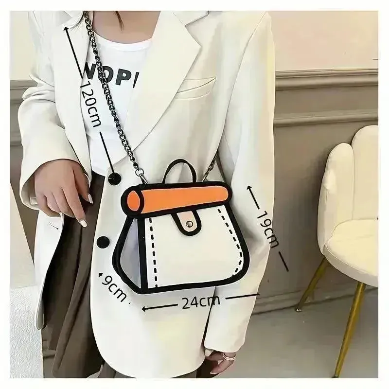 Cute 2D Cartoon Graphic Messenger Bag
