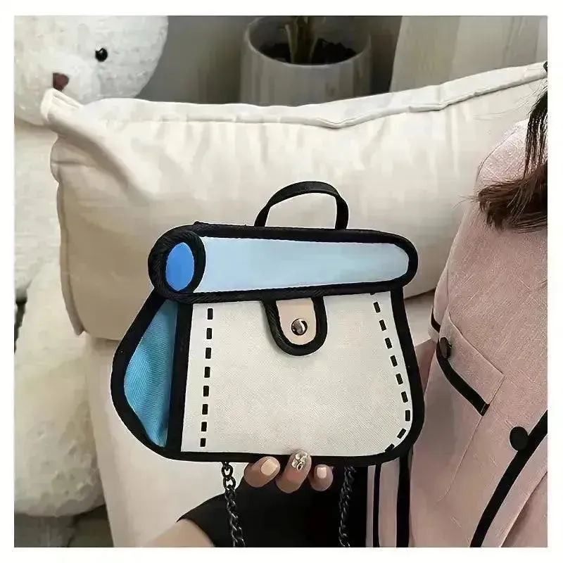 Cute 2D Cartoon Graphic Messenger Bag