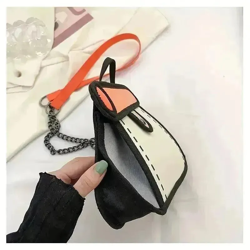 Cute 2D Cartoon Graphic Messenger Bag
