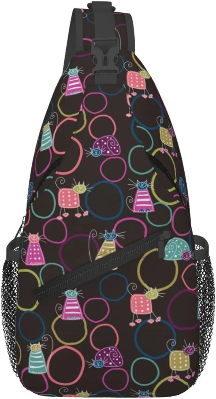 Cute cat Chest Bags Crossbody Sling Bag Shoulder Bag Travel Hiking Daypack For Men Women