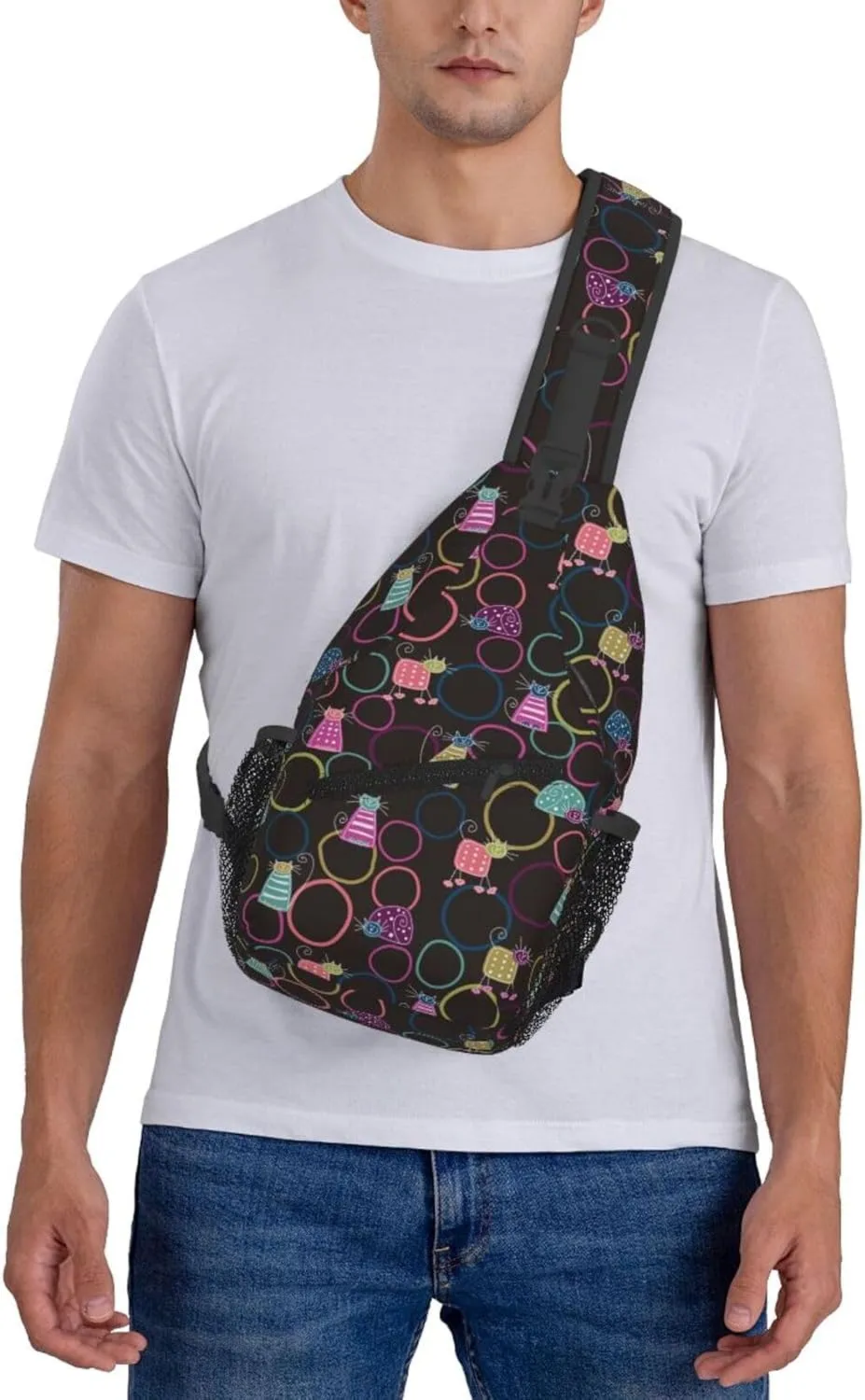 Cute cat Chest Bags Crossbody Sling Bag Shoulder Bag Travel Hiking Daypack For Men Women