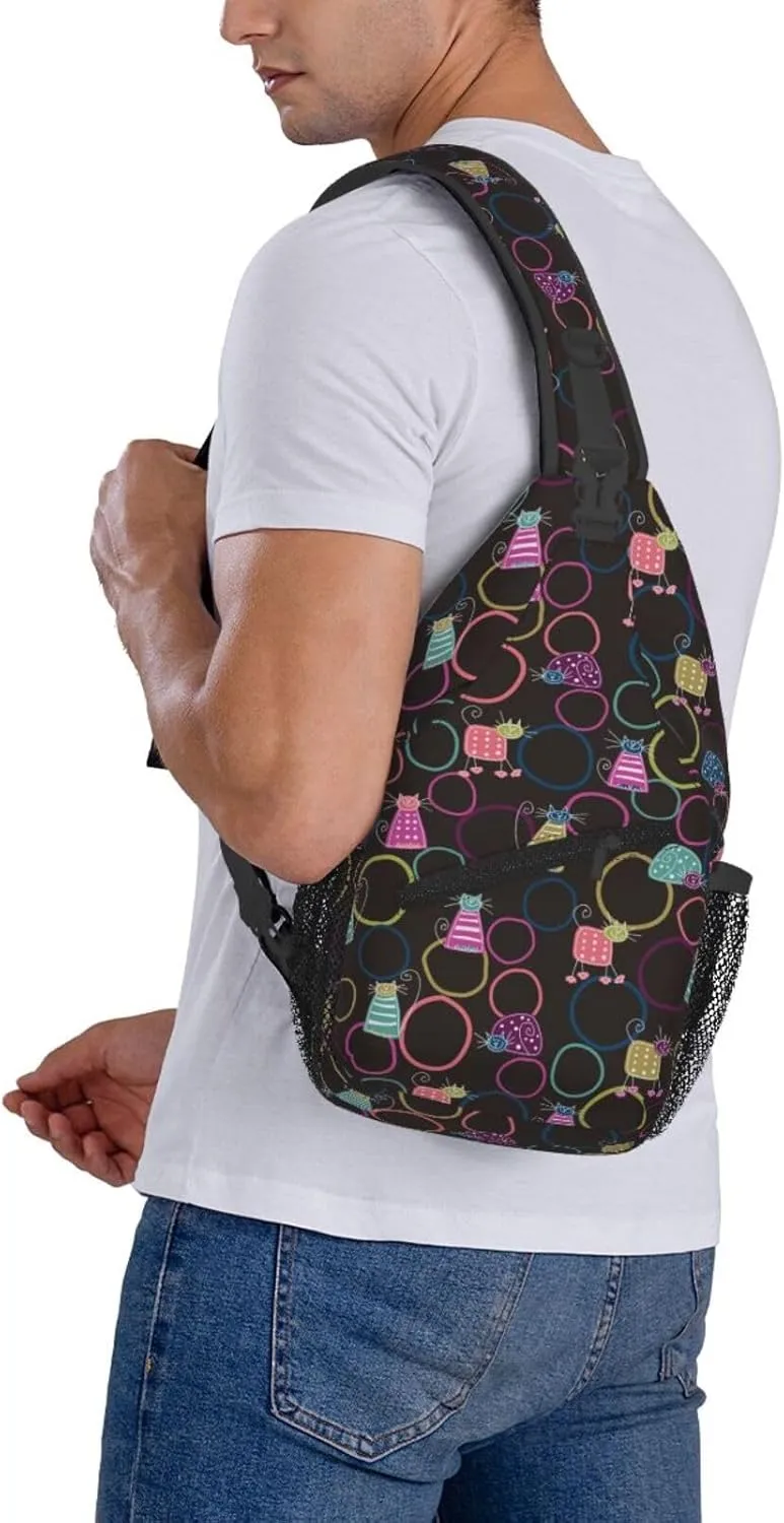 Cute cat Chest Bags Crossbody Sling Bag Shoulder Bag Travel Hiking Daypack For Men Women