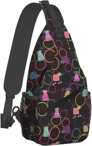 Cute cat Chest Bags Crossbody Sling Bag Shoulder Bag Travel Hiking Daypack For Men Women