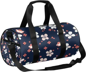 Cute Cherry Flowers Travel Duffle Bag Gym Bag for Women Men Lightweight Carry on Duffel Bag for Sports Gyms Weekend Getaway