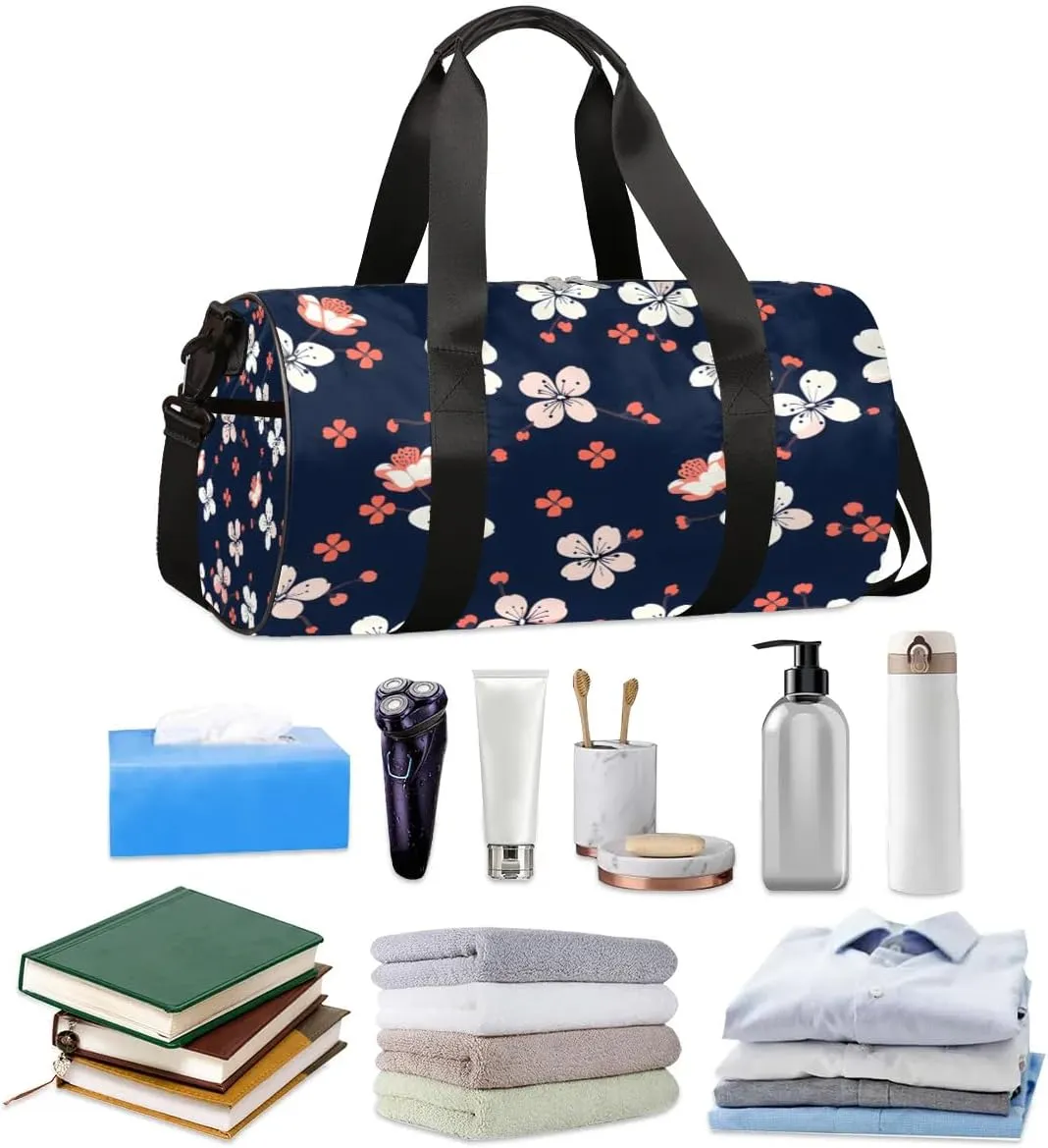 Cute Cherry Flowers Travel Duffle Bag Gym Bag for Women Men Lightweight Carry on Duffel Bag for Sports Gyms Weekend Getaway