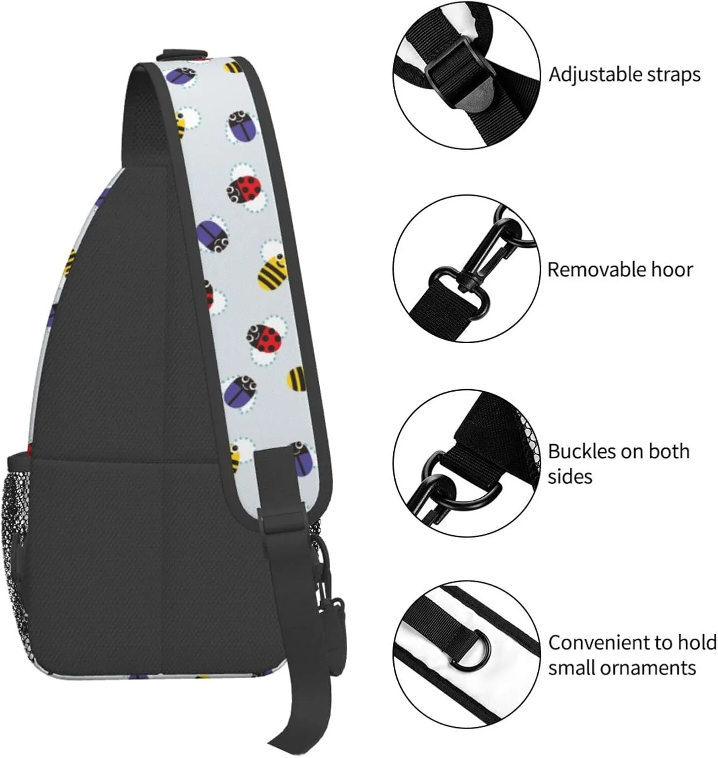 Cute pink bear Chest Bags Crossbody Sling Bag Shoulder Bag Travel Hiking Daypack For Men Women