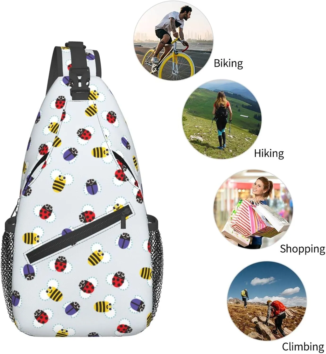 Cute pink bear Chest Bags Crossbody Sling Bag Shoulder Bag Travel Hiking Daypack For Men Women