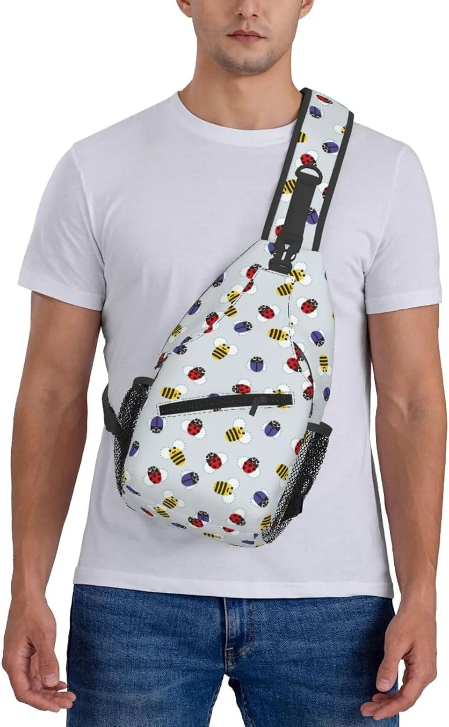 Cute pink bear Chest Bags Crossbody Sling Bag Shoulder Bag Travel Hiking Daypack For Men Women