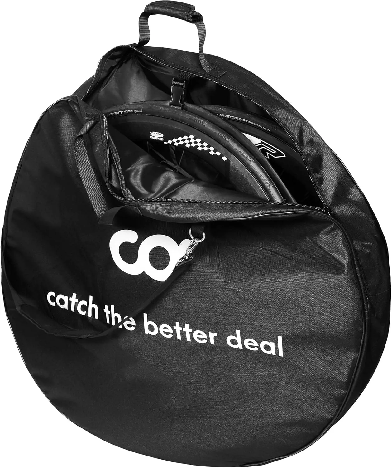 CyclingDeal Bike Bicycle Double Wheel Bag - Soft Foam Padded for 700c Road Bike & 26" 27.5" 29" MTB Wheel Set - Quality Nylon 600D with Detachable Shoulder Strap - Double Wheel Bag