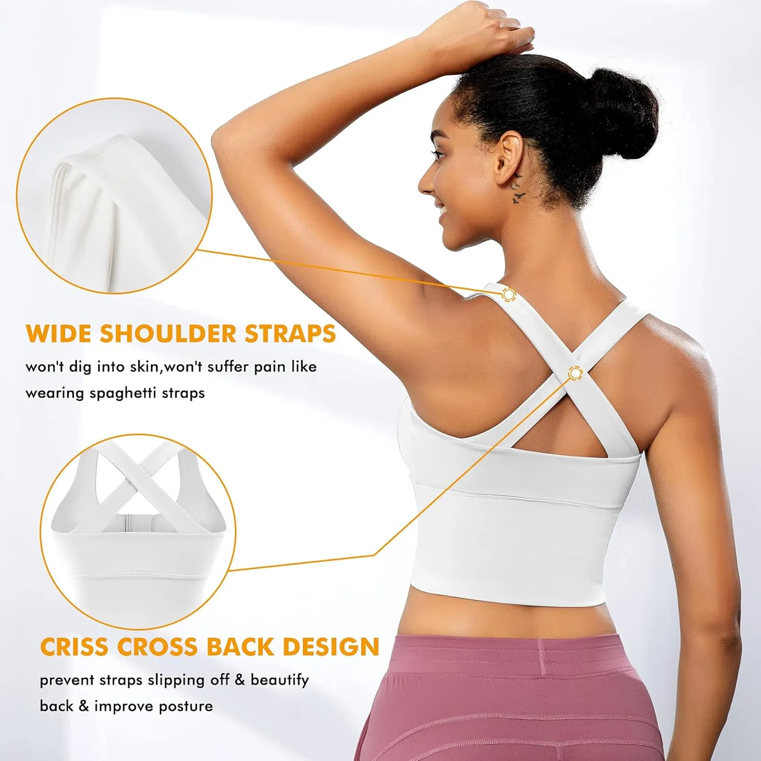 CYDREAM Zip Front Longline Sports Bras for Women Crop Tank Top Criss Cross Back Support Fitness Yoga Workout Shirts