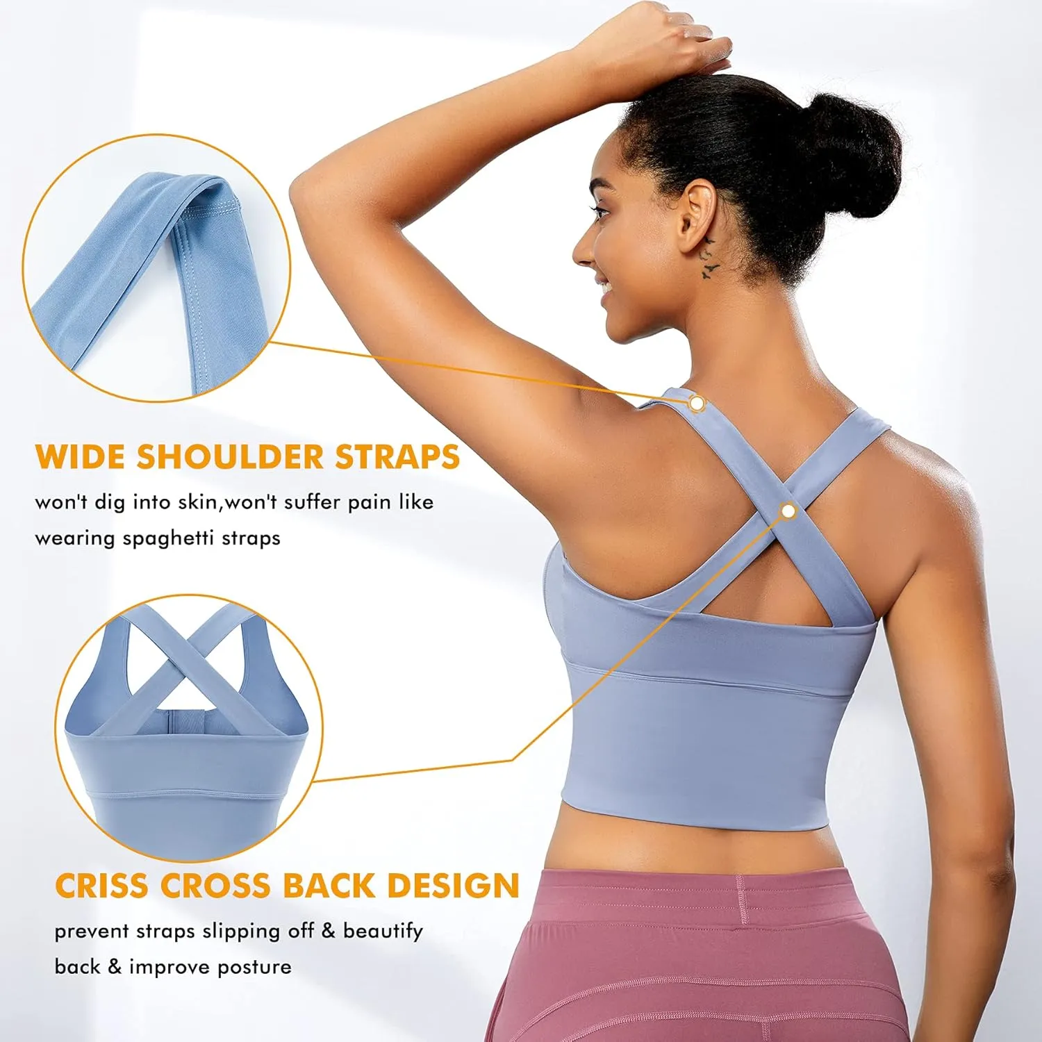 CYDREAM Zip Front Longline Sports Bras for Women Crop Tank Top Criss Cross Back Support Fitness Yoga Workout Shirts