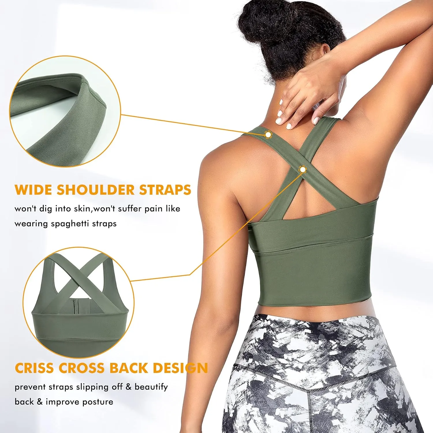 CYDREAM Zip Front Longline Sports Bras for Women Crop Tank Top Criss Cross Back Support Fitness Yoga Workout Shirts