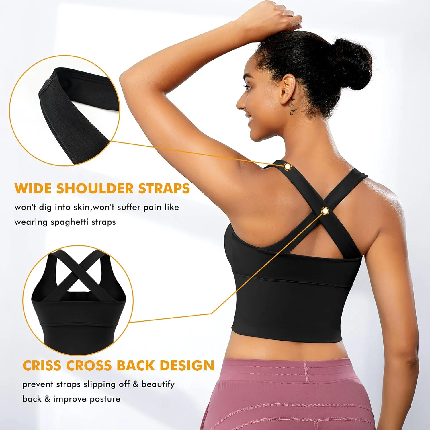 CYDREAM Zip Front Longline Sports Bras for Women Crop Tank Top Criss Cross Back Support Fitness Yoga Workout Shirts