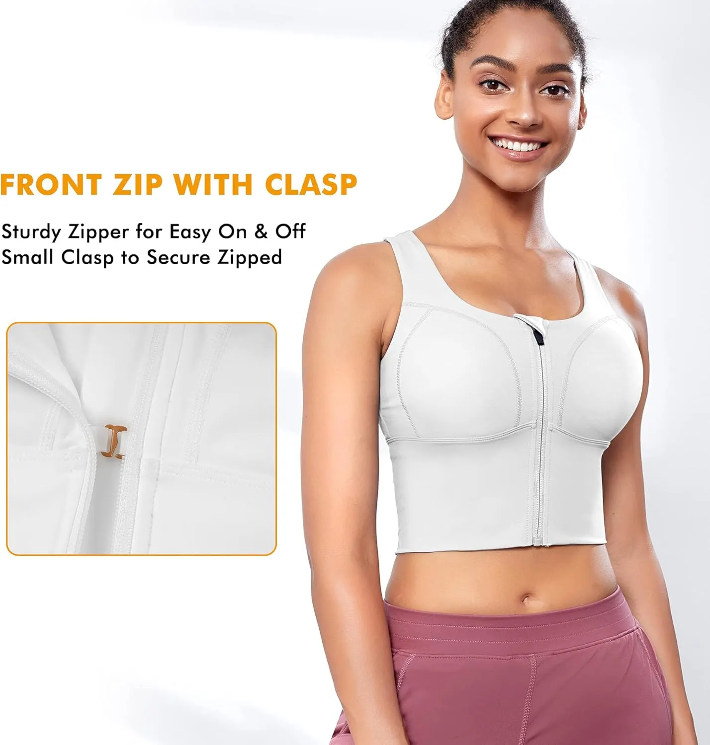 CYDREAM Zip Front Longline Sports Bras for Women Crop Tank Top Criss Cross Back Support Fitness Yoga Workout Shirts
