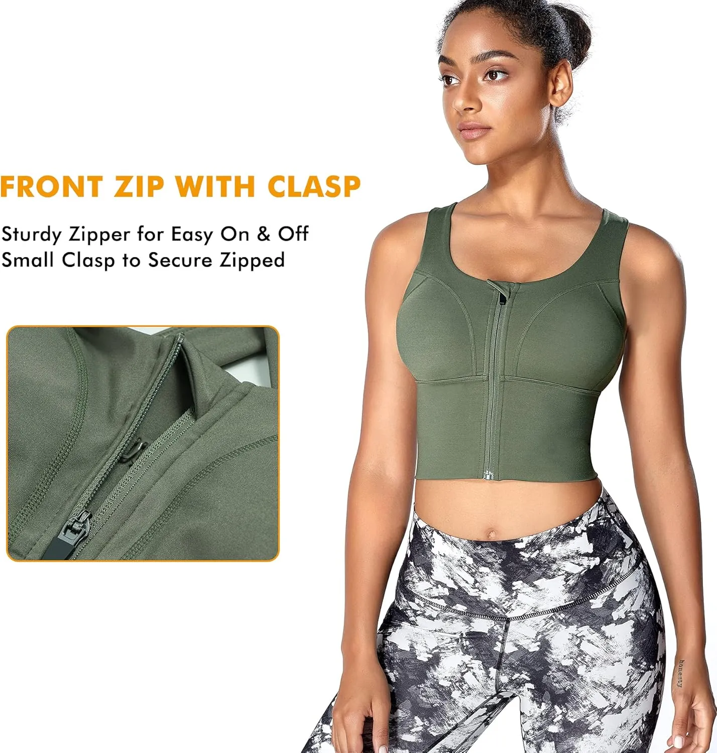 CYDREAM Zip Front Longline Sports Bras for Women Crop Tank Top Criss Cross Back Support Fitness Yoga Workout Shirts