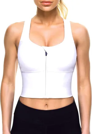CYDREAM Zip Front Longline Sports Bras for Women Crop Tank Top Criss Cross Back Support Fitness Yoga Workout Shirts