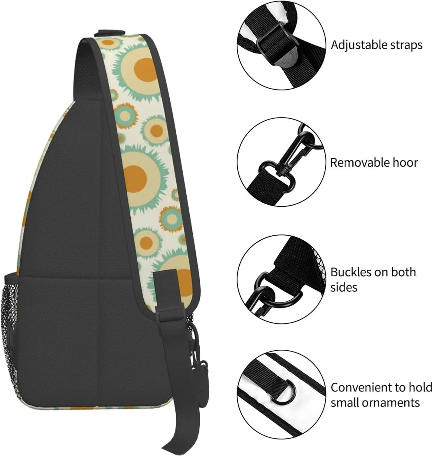 daisy Flowers Chest Bags Crossbody Sling Bag Shoulder Bag Travel Hiking Daypack For Men Women