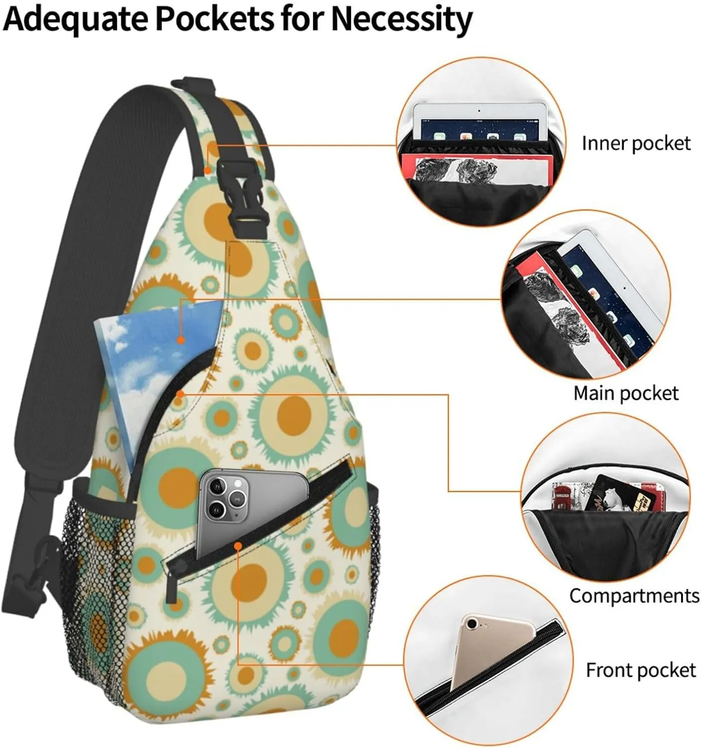 daisy Flowers Chest Bags Crossbody Sling Bag Shoulder Bag Travel Hiking Daypack For Men Women