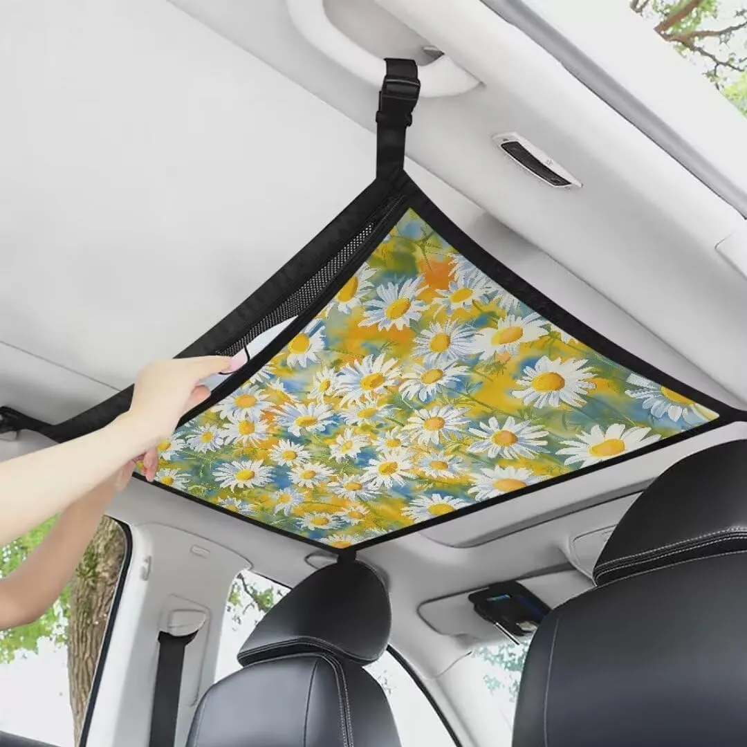 Daisy Print Car Roof Storage Bag Car Roof Seat Organizer All Car Storage Organizers Inner Car Accessories Compatible with Most Vehicles