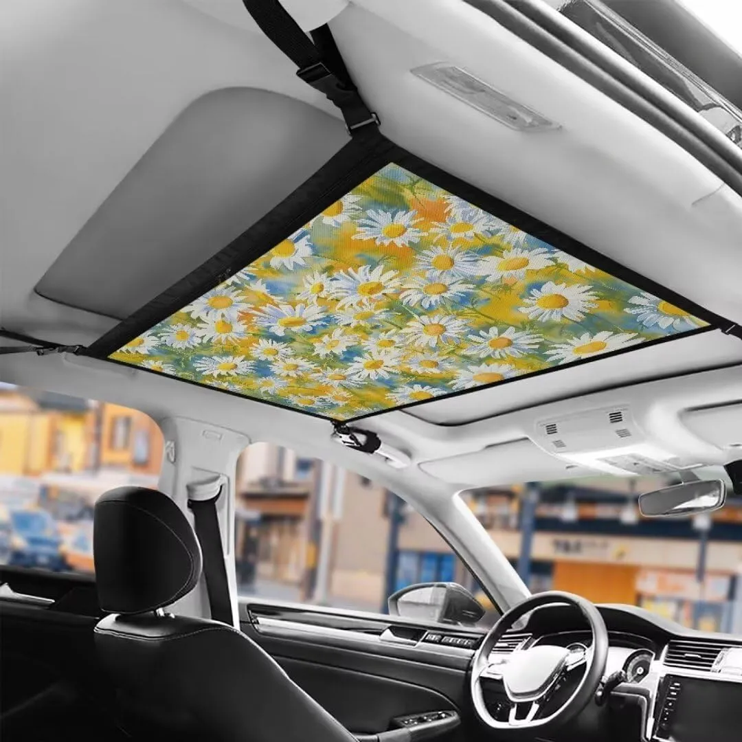 Daisy Print Car Roof Storage Bag Car Roof Seat Organizer All Car Storage Organizers Inner Car Accessories Compatible with Most Vehicles
