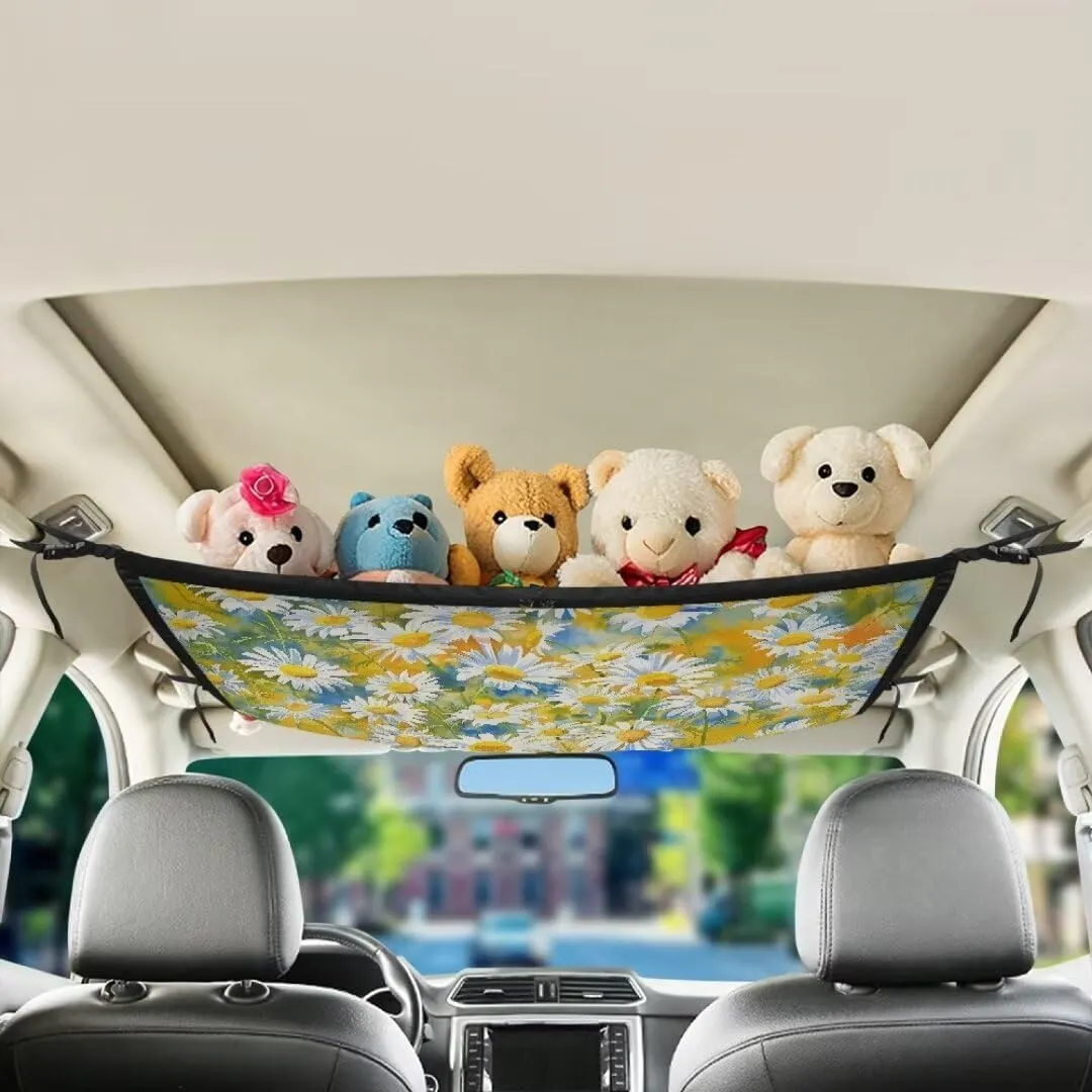 Daisy Print Car Roof Storage Bag Car Roof Seat Organizer All Car Storage Organizers Inner Car Accessories Compatible with Most Vehicles