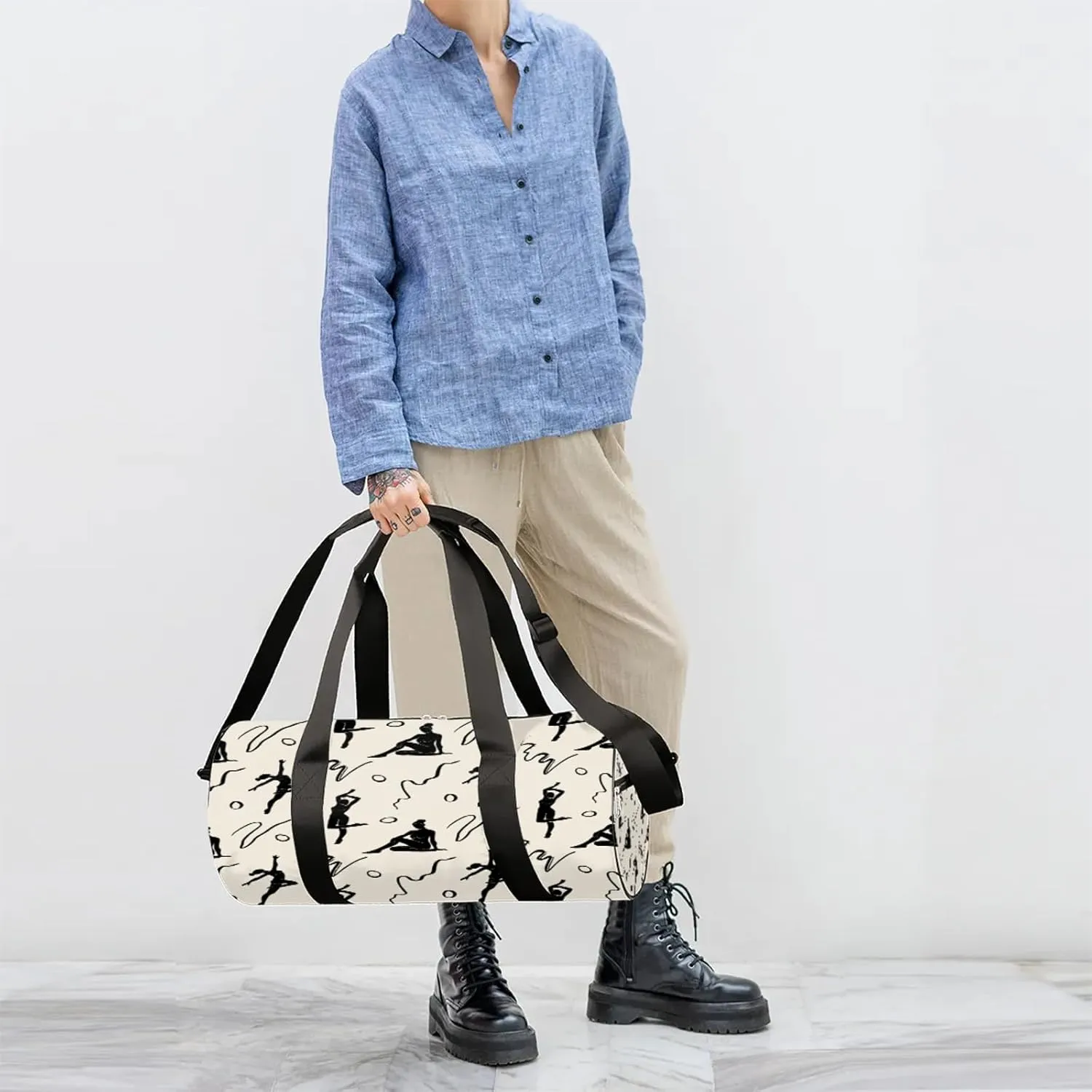 Dancing Woman Pattern Sports Gym Bag for Men Women Lightweight Travel Duffle Bag with Shoulder Strap Waterproof Carry On Weekender Overnight Bag for Travel Sports Gym