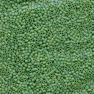 DB 877, Matte Opaque Green AB - Miyuki Delica Beads - Size 11 - 5 grams - Japanese Cylinder Seed Beads - Retail & Wholesale - Brown