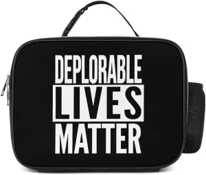Deplorable Lives Matter Insulated Lunch Bag to-Go Meal Box Container Tote with Detachable Buckled Handle