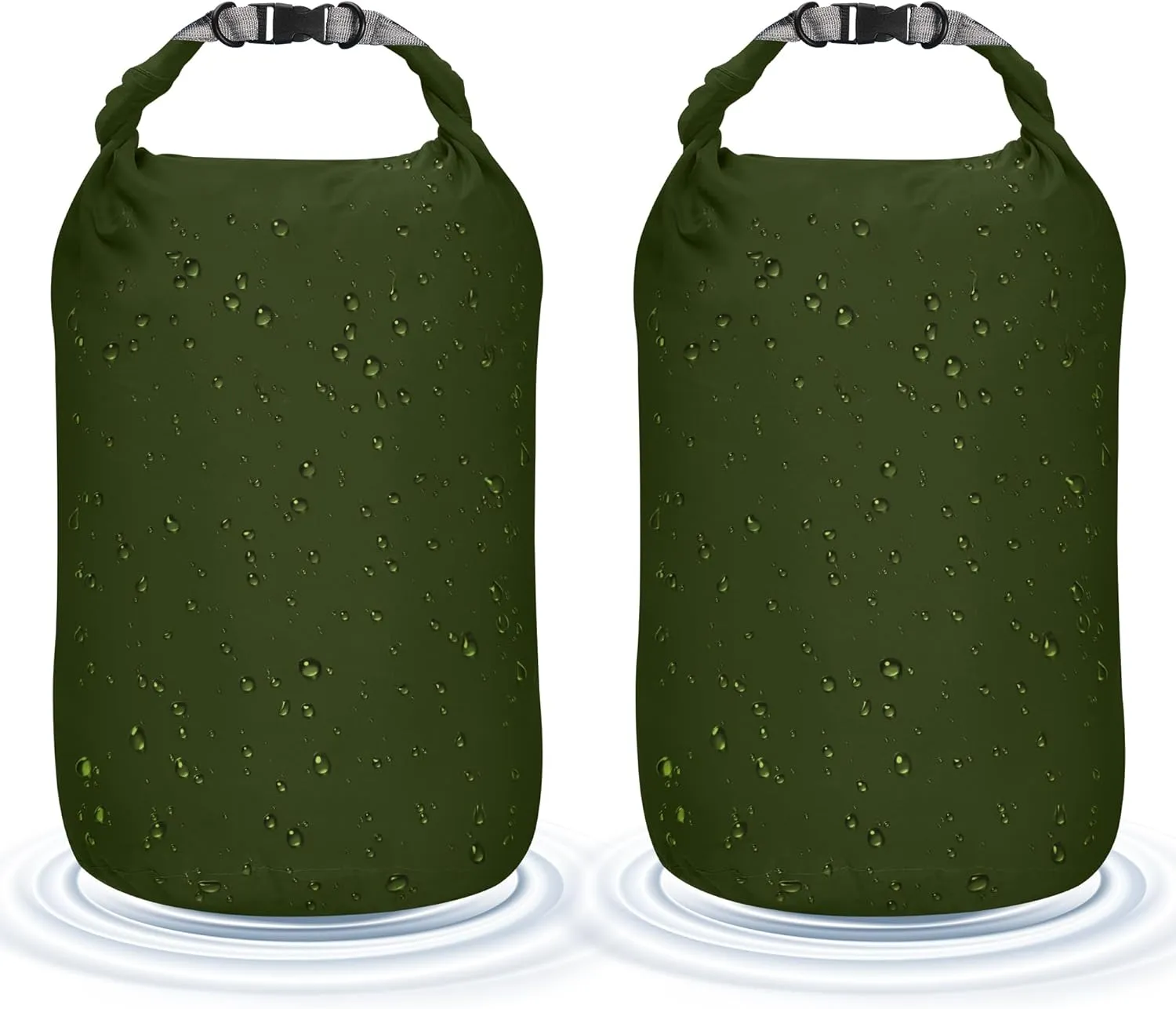 Desoto Waterproof Dry Bag 2 packs, 2L/5L/10L/20L/40L/70L Dry Sack Lightweight Portable, Dry Storage Bag to Keep Gear Dry Clean for Kayaking, Gym, Hiking, Swimming, Camping (Army Green, 20L)