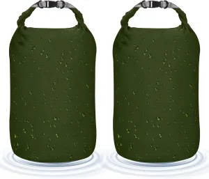 Desoto Waterproof Dry Bag 2 packs, 2L/5L/10L/20L/40L/70L Dry Sack Lightweight Portable, Dry Storage Bag to Keep Gear Dry Clean for Kayaking, Gym, Hiking, Swimming, Camping (Army Green, 20L)