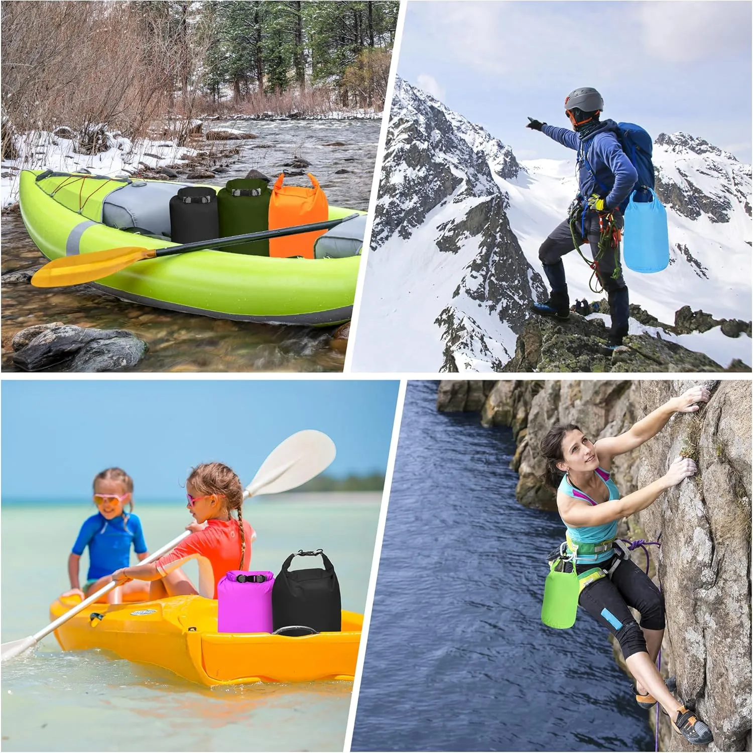 Desoto Waterproof Dry Bag 2 packs, 2L/5L/10L/20L/40L/70L Dry Sack Lightweight Portable, Dry Storage Bag to Keep Gear Dry Clean for Kayaking, Gym, Hiking, Swimming, Camping (Army Green, 20L)