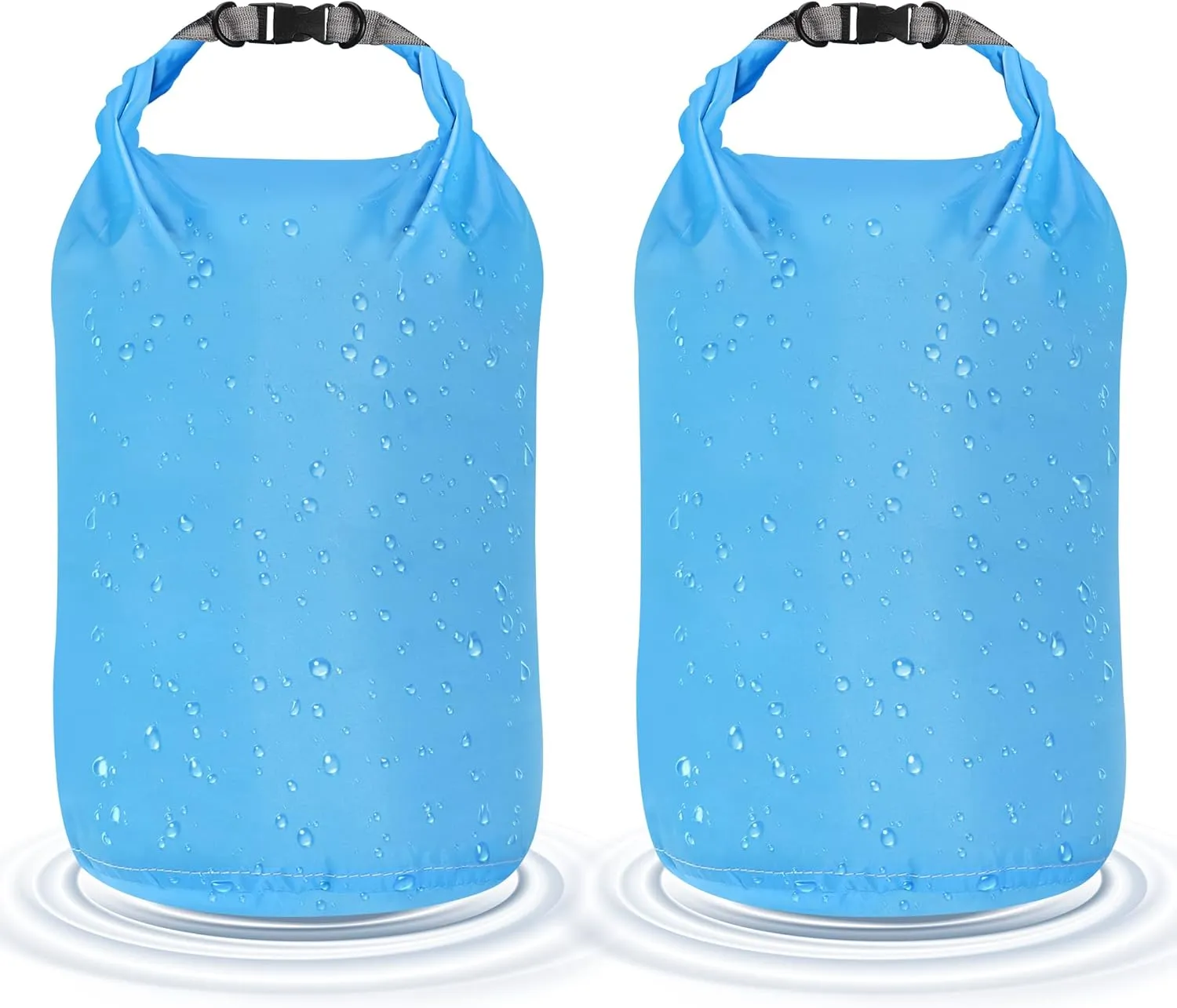 Desoto Waterproof Dry Bag 2 packs, 2L/5L/10L/20L/40L/70L Dry Sack Lightweight Portable, Dry Storage Bag to Keep Gear Dry Clean for Kayaking, Gym, Hiking, Swimming, Camping (Blue, 20L)