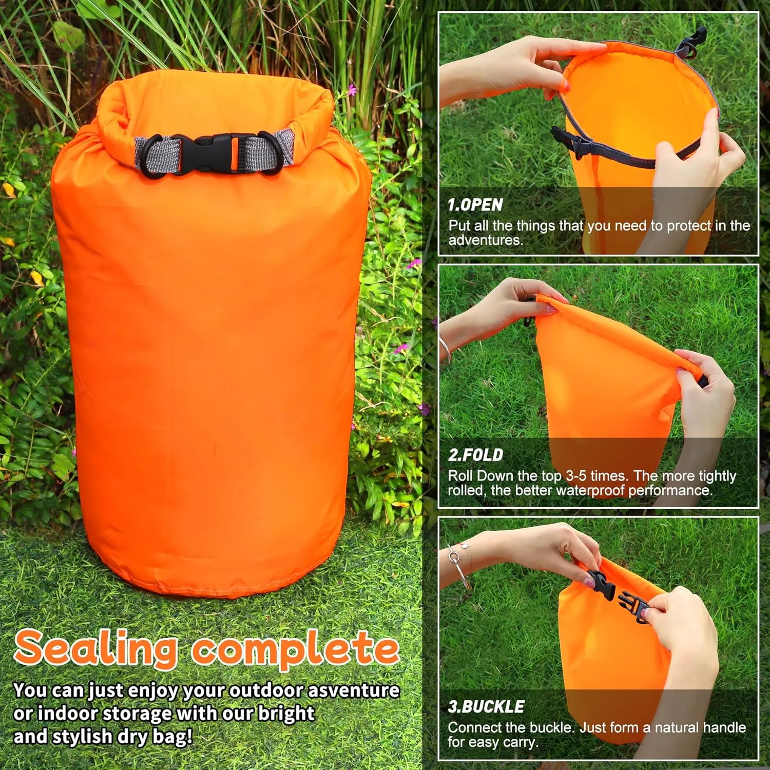 Desoto Waterproof Dry Bag 2 packs, 2L/5L/10L/20L/40L/70L Dry Sack Lightweight Portable, Dry Storage Bag to Keep Gear Dry Clean for Kayaking, Gym, Hiking, Swimming, Camping (Blue, 20L)