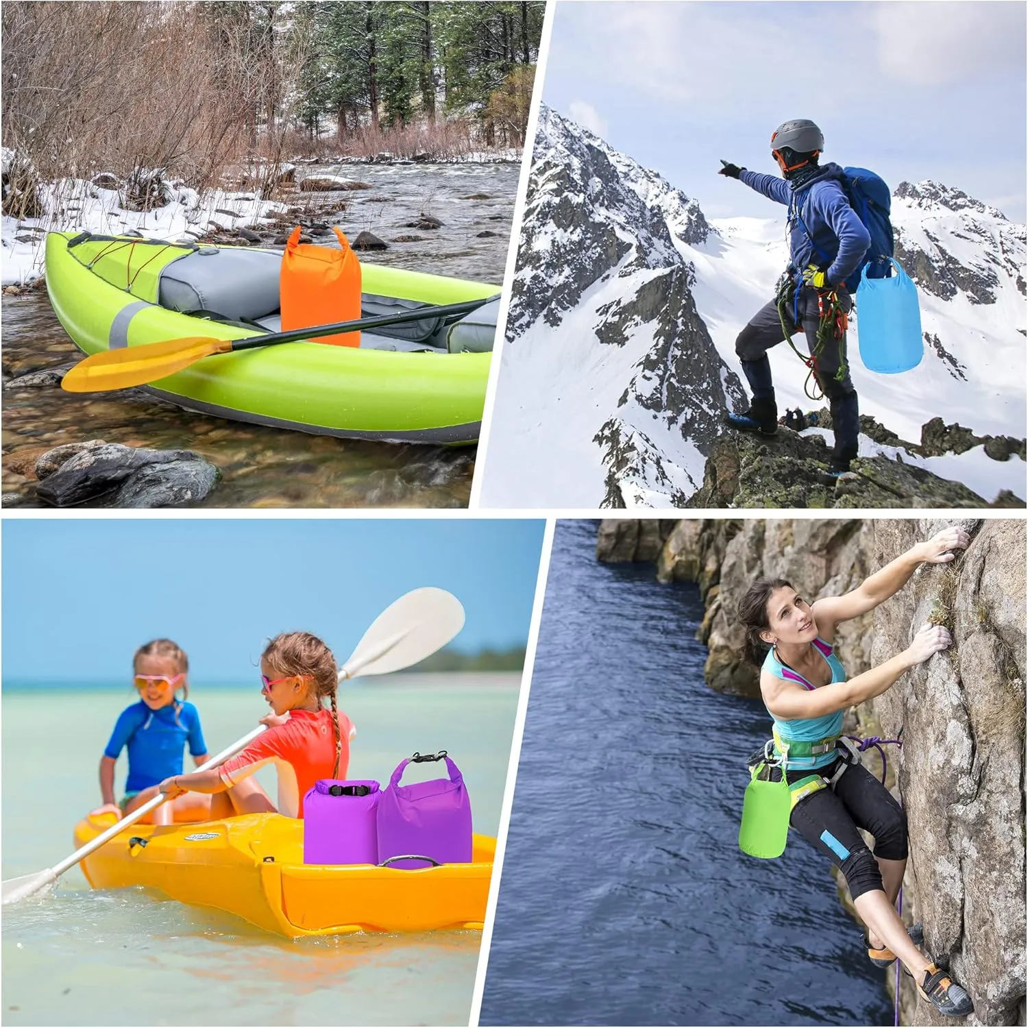 Desoto Waterproof Dry Bag 2 packs, 2L/5L/10L/20L/40L/70L Dry Sack Lightweight Portable, Dry Storage Bag to Keep Gear Dry Clean for Kayaking, Gym, Hiking, Swimming, Camping (Blue, 20L)