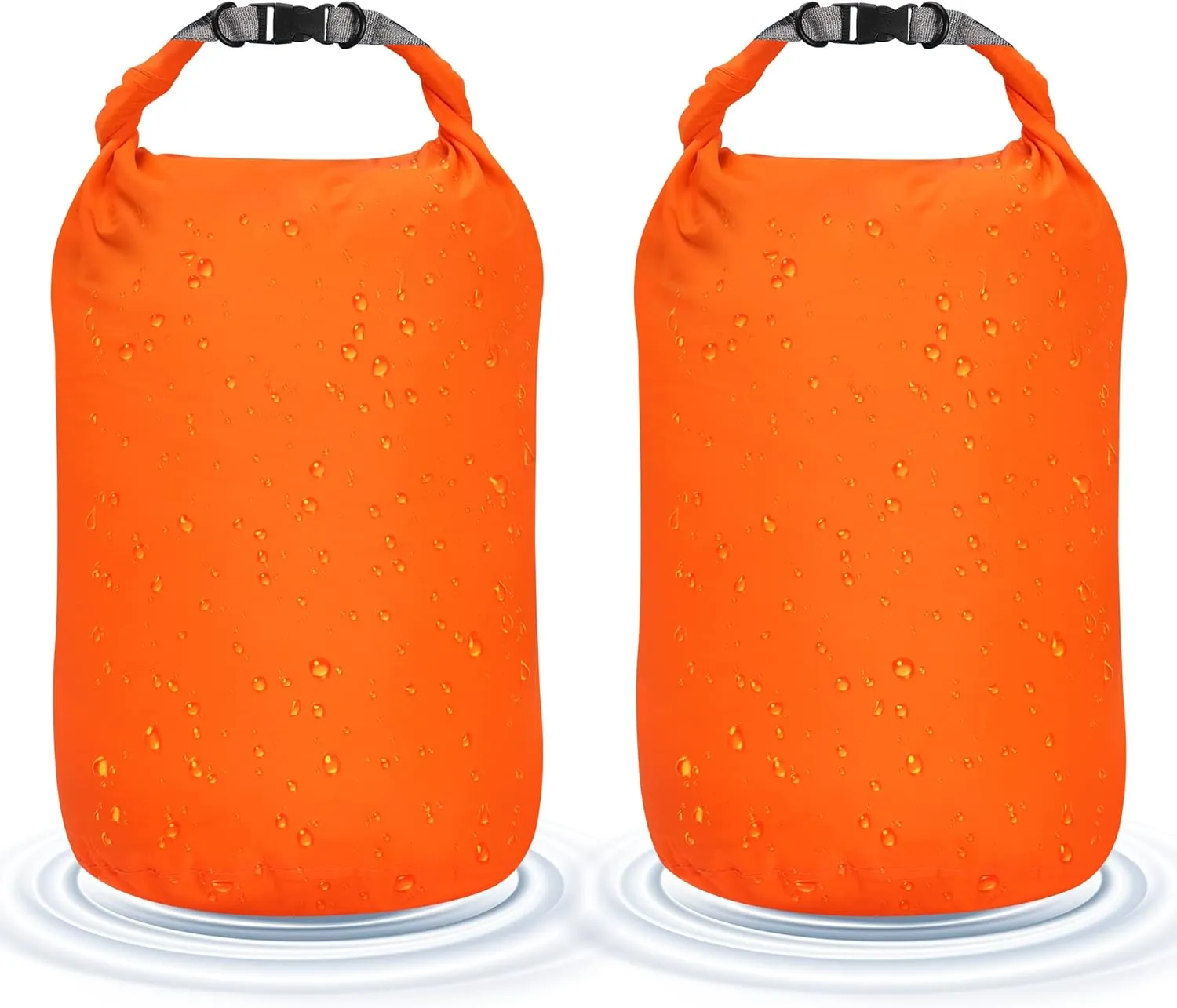 Desoto Waterproof Dry Bag 2 packs, 2L/5L/10L/20L/40L/70L Dry Sack Lightweight Portable, Dry Storage Bag to Keep Gear Dry Clean for Kayaking, Gym, Hiking, Swimming, Camping (Orange, 70L)