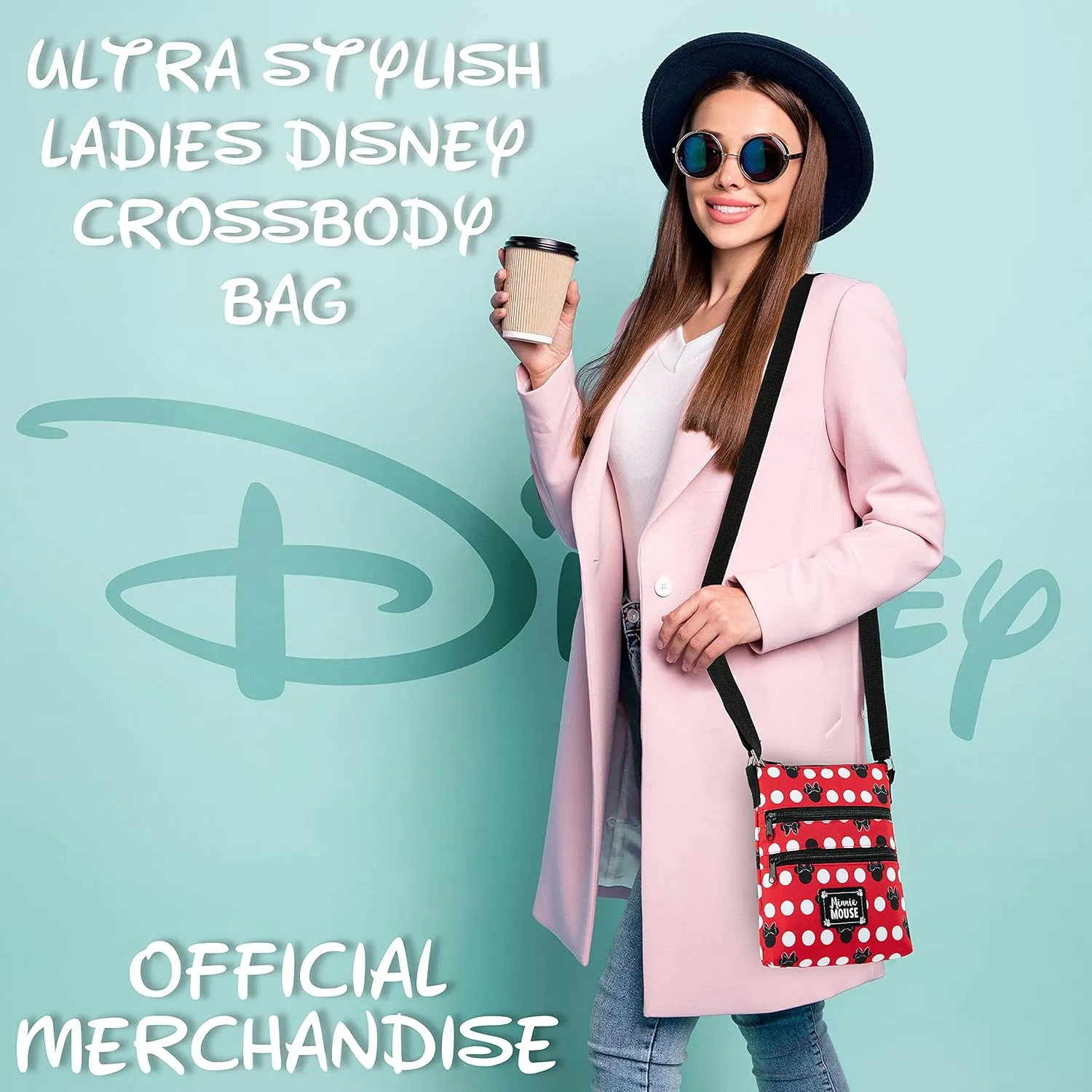 Disney Stitch Girls Purse Cross Body Bag for Kids Teens Women Shoulder Bag with Adjustable Strap Fashion Handbag Stitch Gifts (Red, Minnie Mouse)