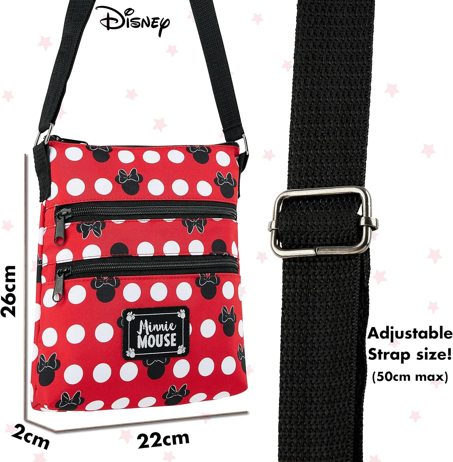 Disney Stitch Girls Purse Cross Body Bag for Kids Teens Women Shoulder Bag with Adjustable Strap Fashion Handbag Stitch Gifts (Red, Minnie Mouse)