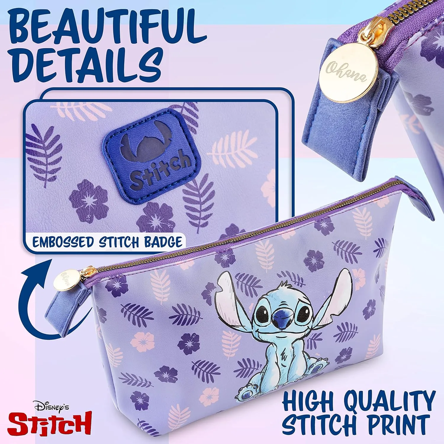 Disney Stitch Toiletry Bag for Women Teens Cute Travel Accessories Zipped Make Up Bag Cosmetics Storage Gifts for Her