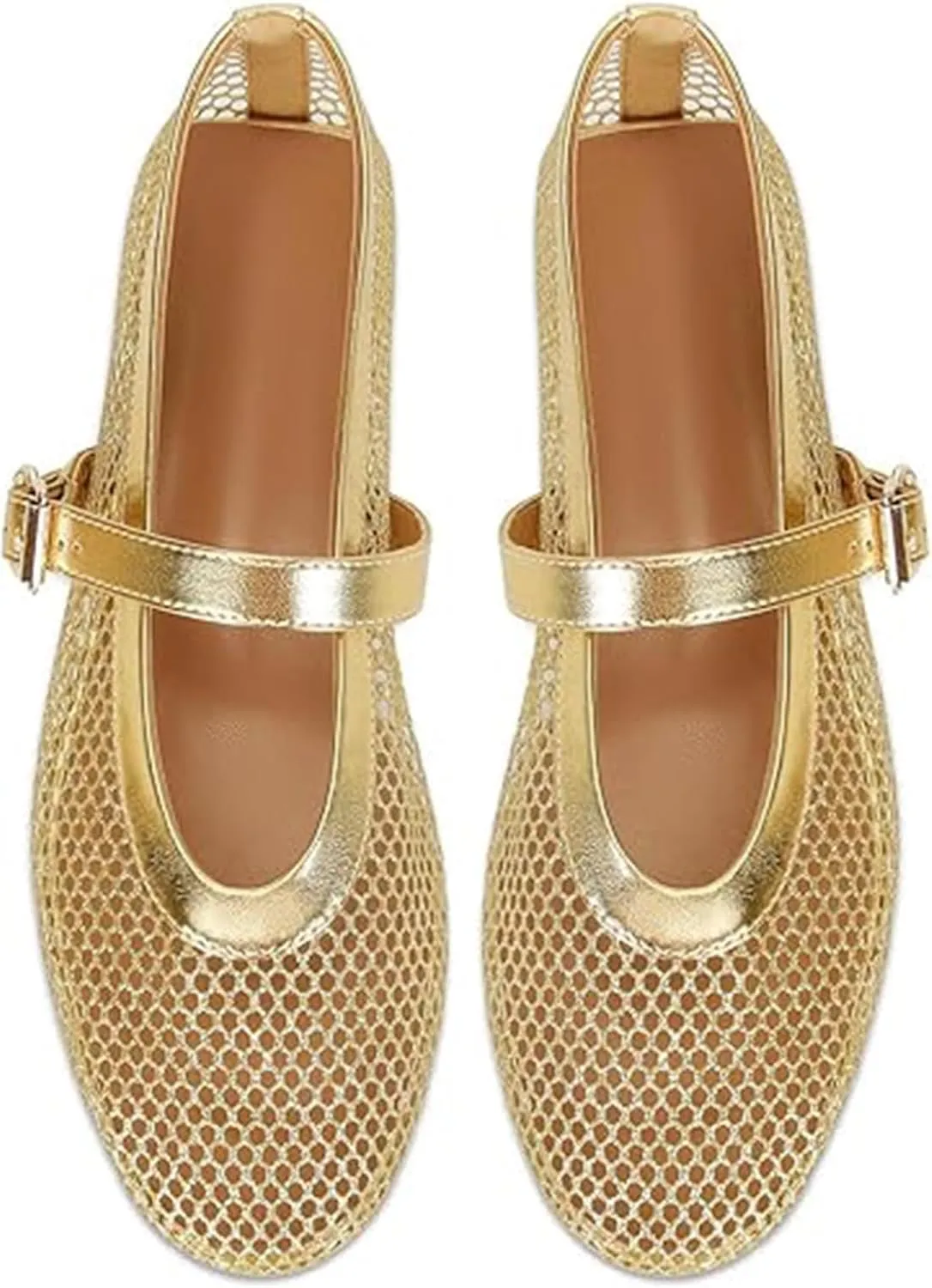 Divanne Ballet Flats for Women, Leopard Ballerina Shoes Crystal-Embellished Mary Jane Flats Mesh Flat Shoes