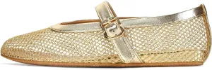 Divanne Ballet Flats for Women, Leopard Ballerina Shoes Crystal-Embellished Mary Jane Flats Mesh Flat Shoes
