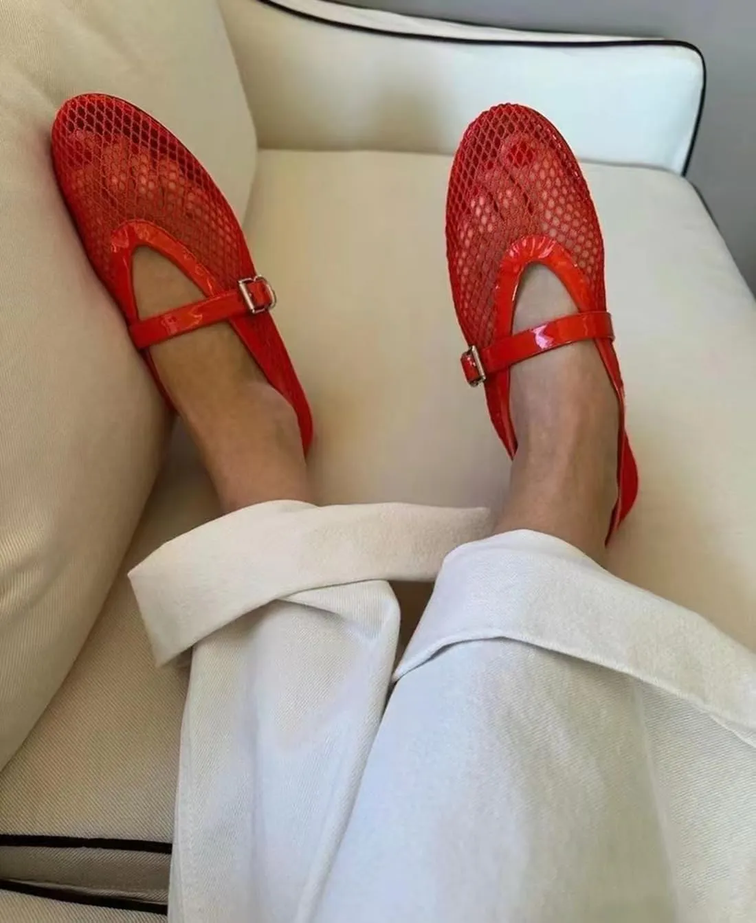 Divanne Ballet Flats for Women, Leopard Ballerina Shoes Crystal-Embellished Mary Jane Flats Mesh Flat Shoes