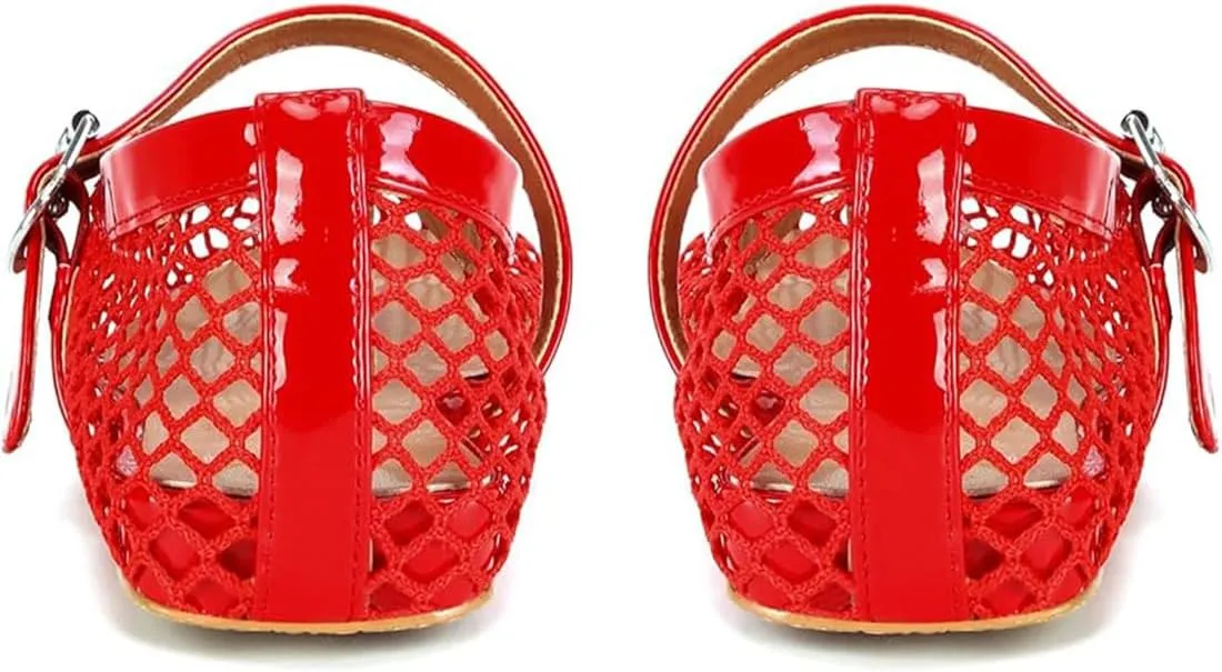 Divanne Ballet Flats for Women, Leopard Ballerina Shoes Crystal-Embellished Mary Jane Flats Mesh Flat Shoes
