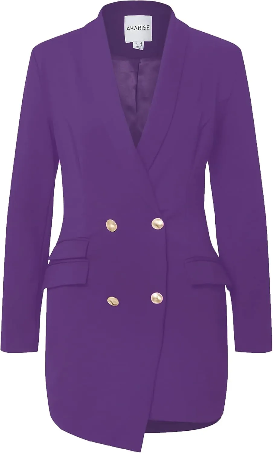 Double Breasted Gold Button Blazer Dress for Women Sexy - Asymmetric Long Blazers Jackets Outfit