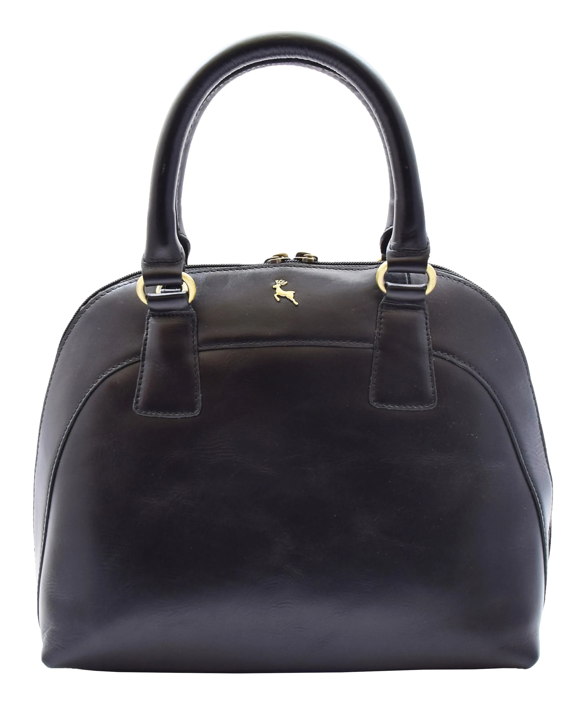 DR303 Women's Doctor Style Leather Handbag Hobo Bag Organiser Black