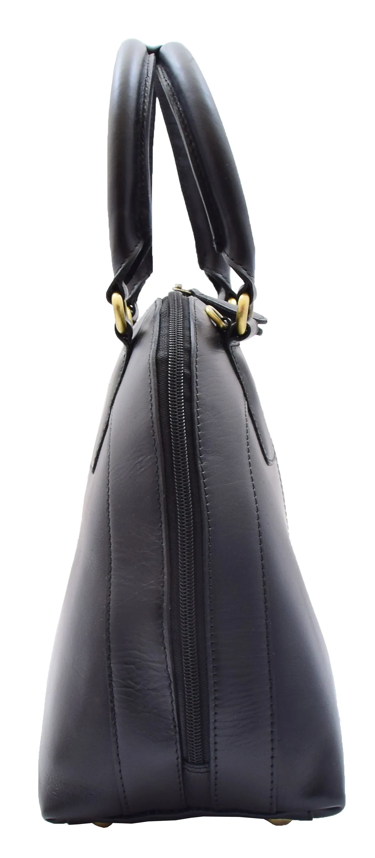 DR303 Women's Doctor Style Leather Handbag Hobo Bag Organiser Black