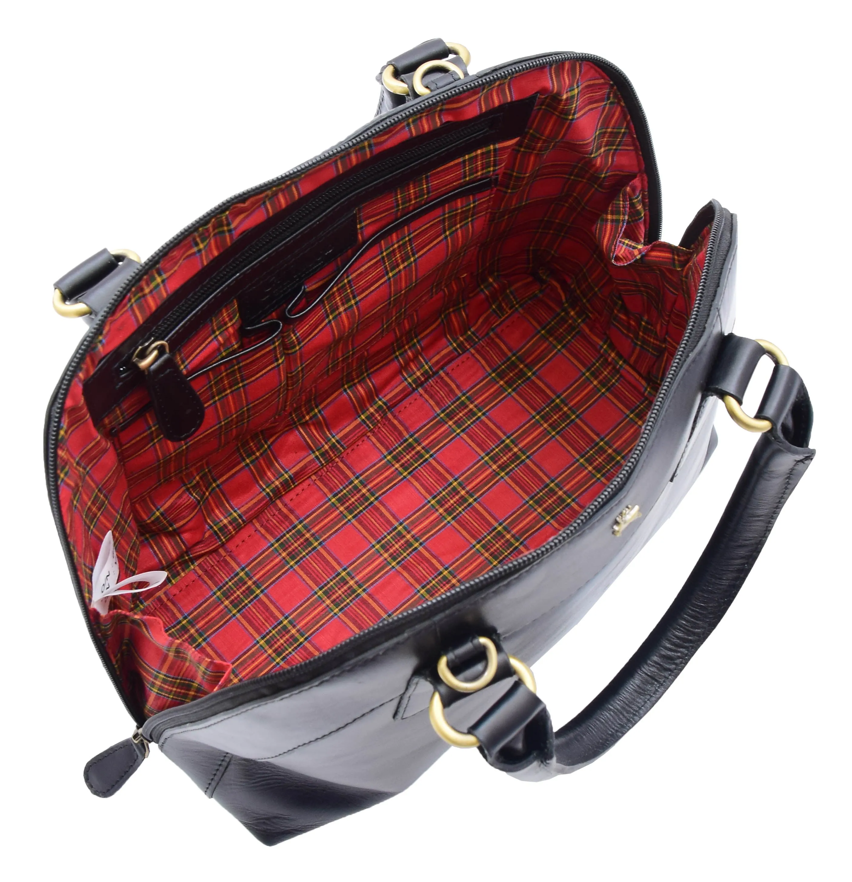 DR303 Women's Doctor Style Leather Handbag Hobo Bag Organiser Black