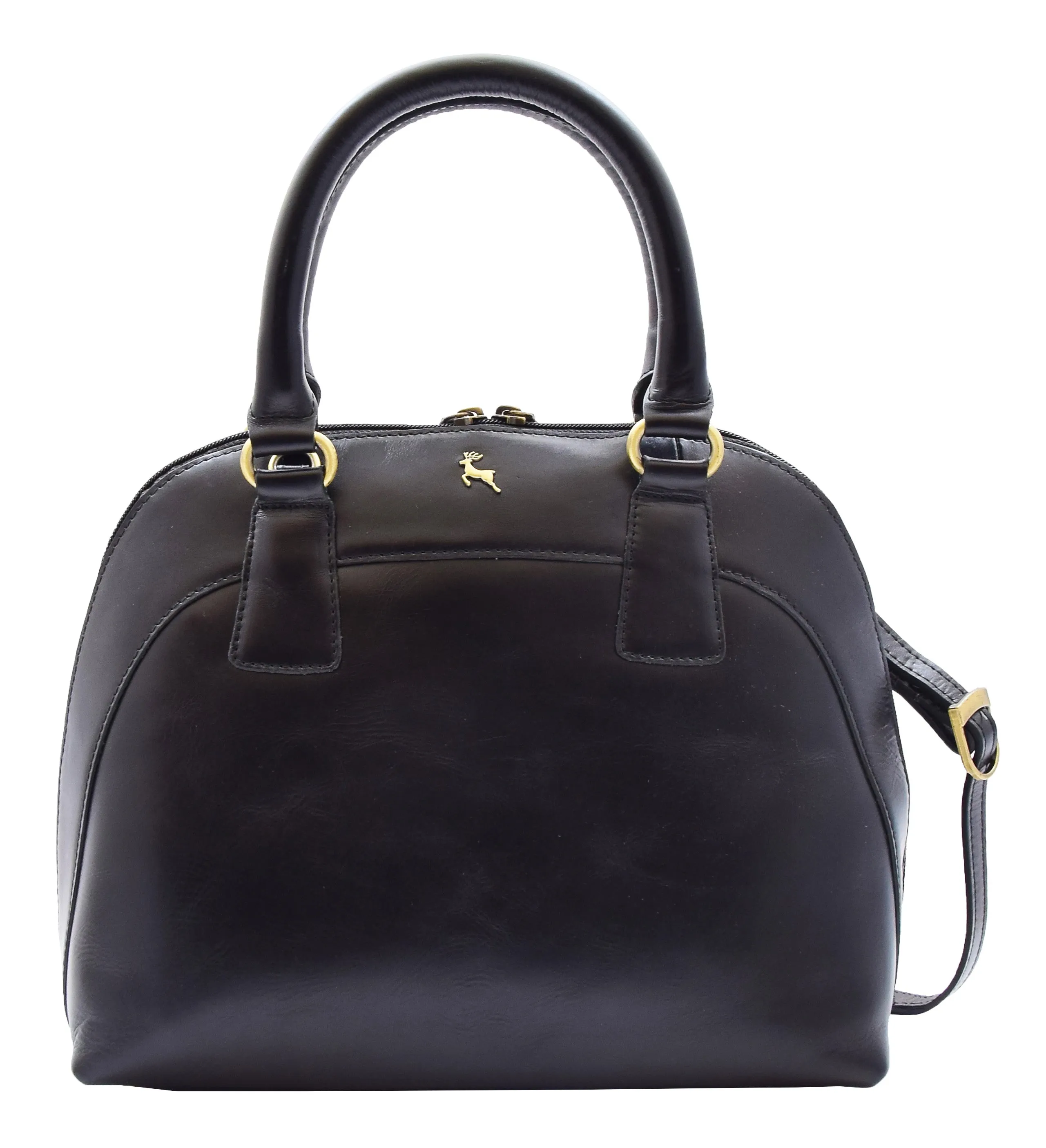 DR303 Women's Doctor Style Leather Handbag Hobo Bag Organiser Black
