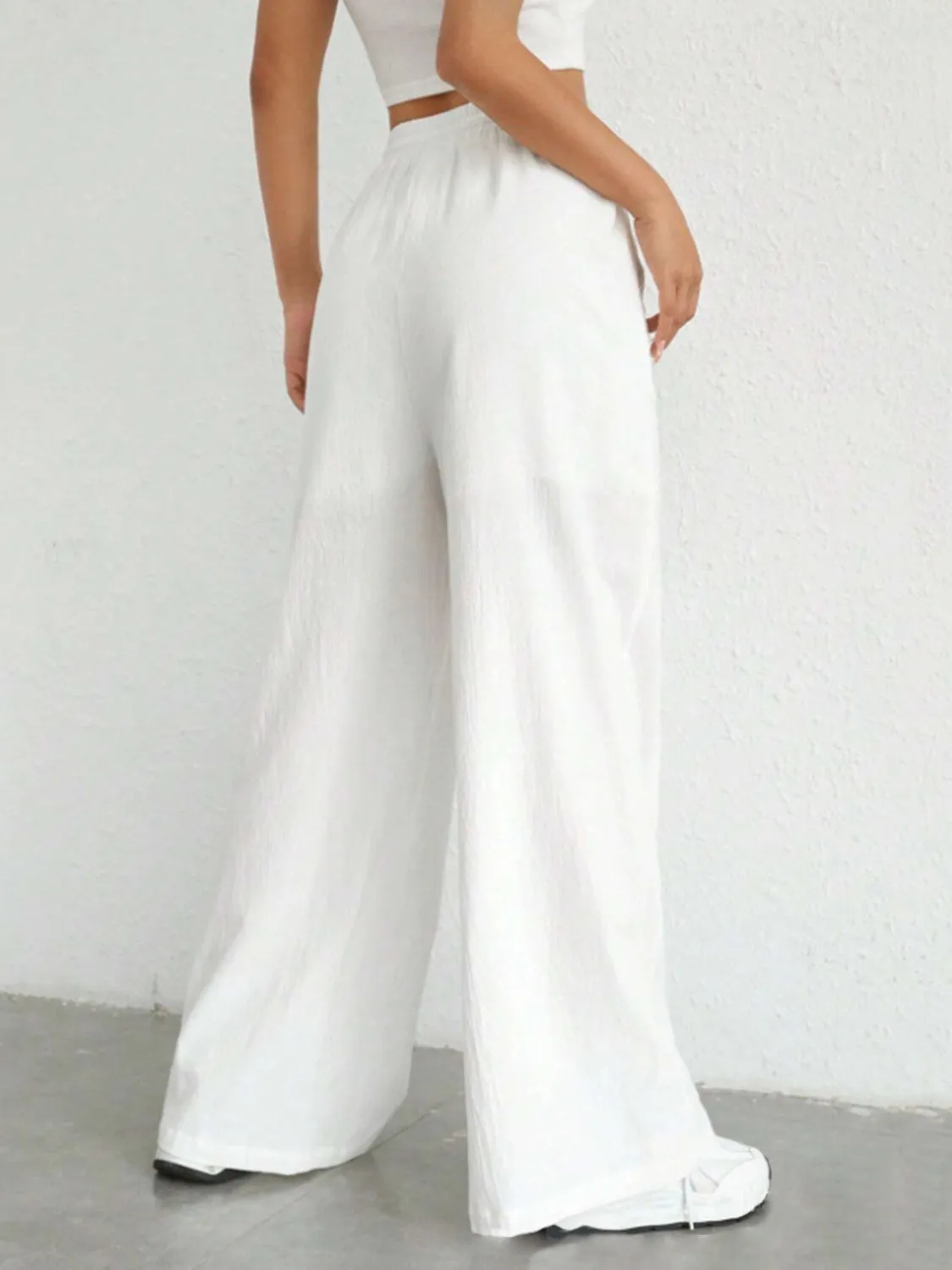 Drawstring Wide Leg Pants w/ Pockets