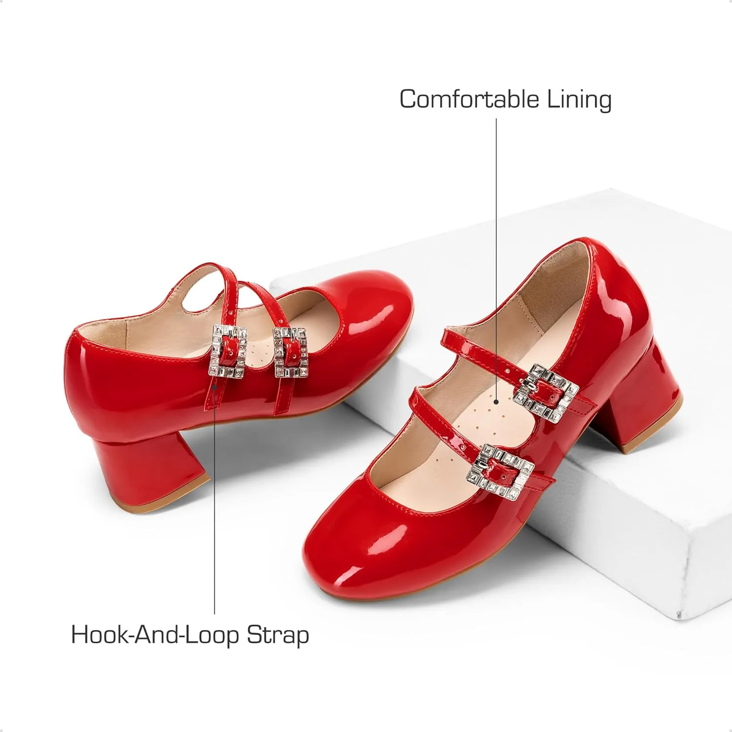 DREAM PAIRS Girls Dress Shoes Mary Jane Double Straps High Heel Easter Wedding Party Church Princess Communion Pumps for Little/Big Kids