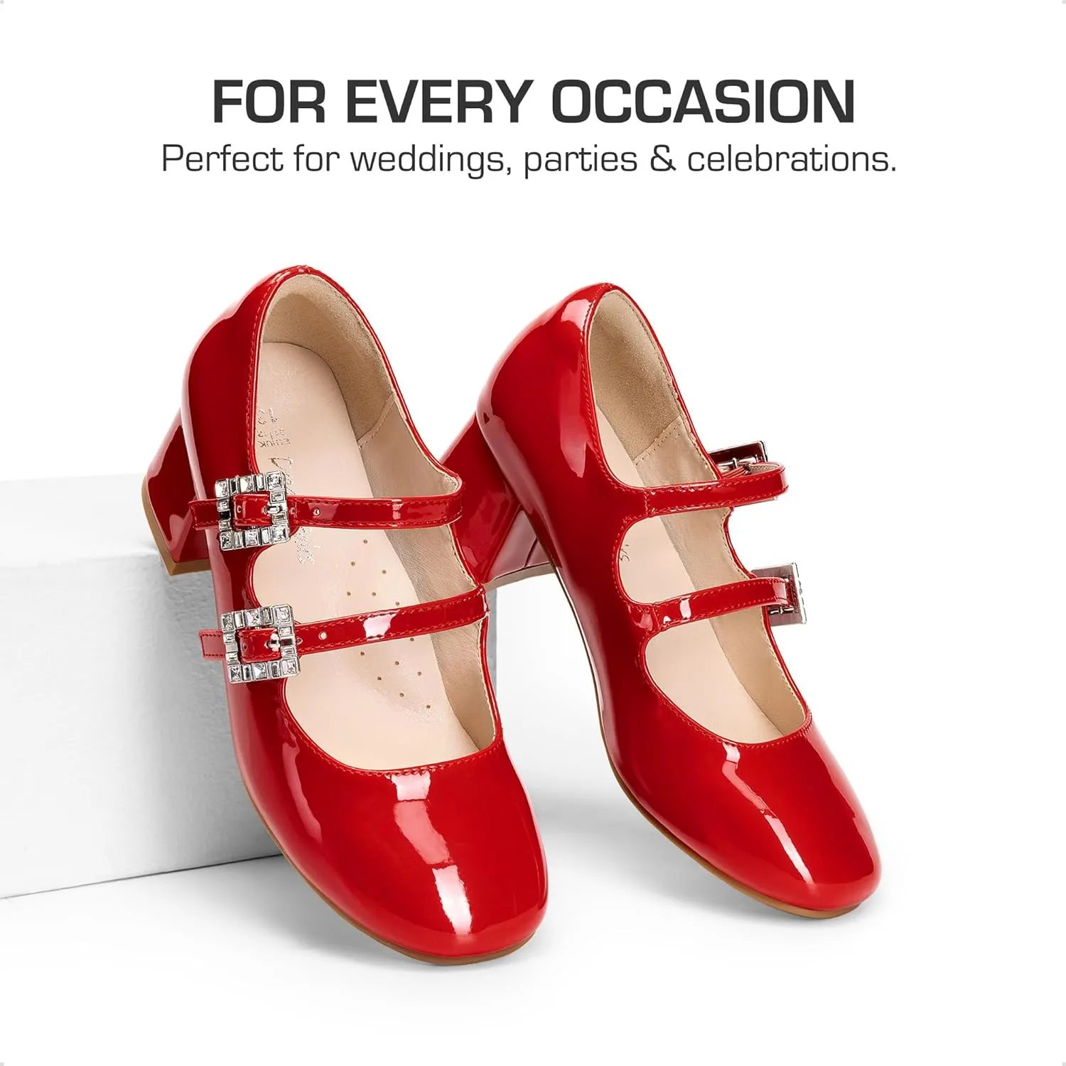 DREAM PAIRS Girls Dress Shoes Mary Jane Double Straps High Heel Easter Wedding Party Church Princess Communion Pumps for Little/Big Kids